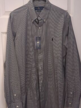 Ralph Lauren Black and White Micro-Check Button-Down Dress Shirt